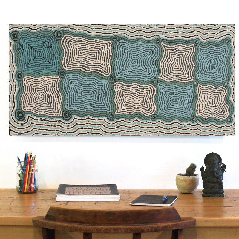 Aboriginal Artwork by Yangi Yangi Fox, Mamungari, 91x45cm