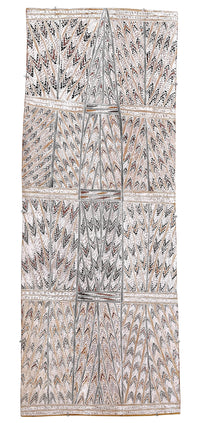 Aboriginal Artwork by Yilpirr Wanambi, Marraŋu, 142x51cm Bark