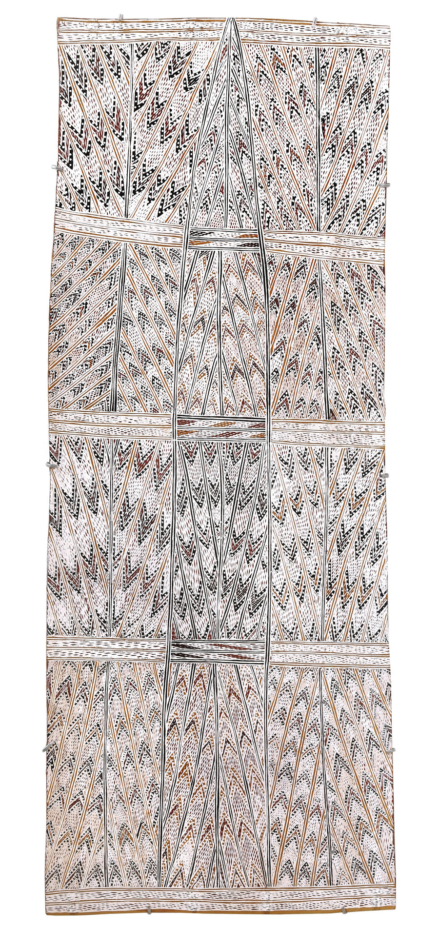 Aboriginal Artwork by Yilpirr Wanambi, Marraŋu, 142x51cm Bark