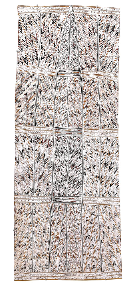 Aboriginal Artwork by Yilpirr Wanambi, Marraŋu, 142x51cm Bark