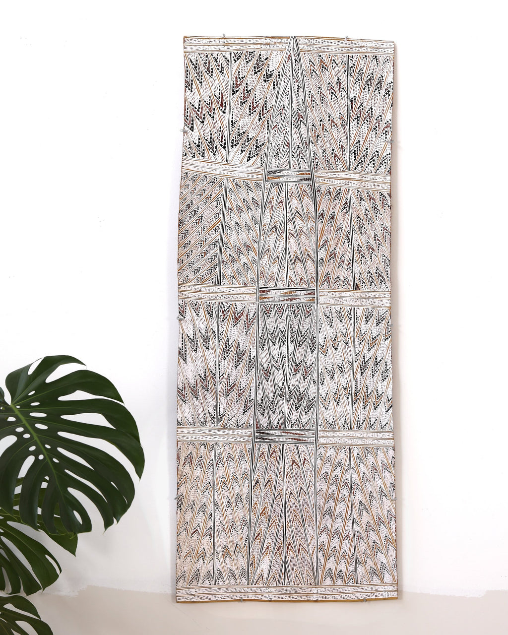 Aboriginal Artwork by Yilpirr Wanambi, Marraŋu, 142x51cm Bark