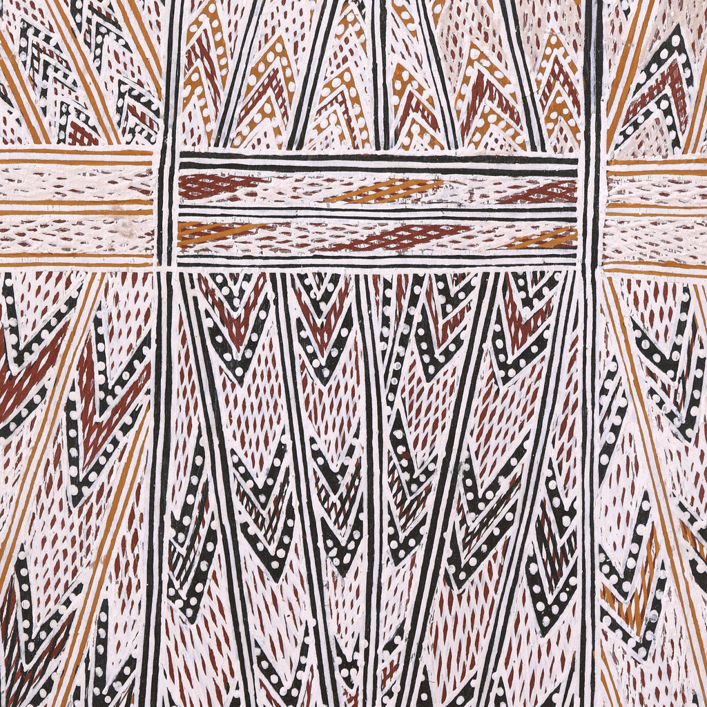 Aboriginal Artwork by Yilpirr Wanambi, Marraŋu, 142x51cm Bark