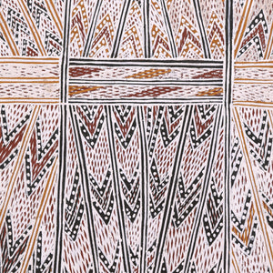 Aboriginal Artwork by Yilpirr Wanambi, Marraŋu, 142x51cm Bark - ART ARK®
