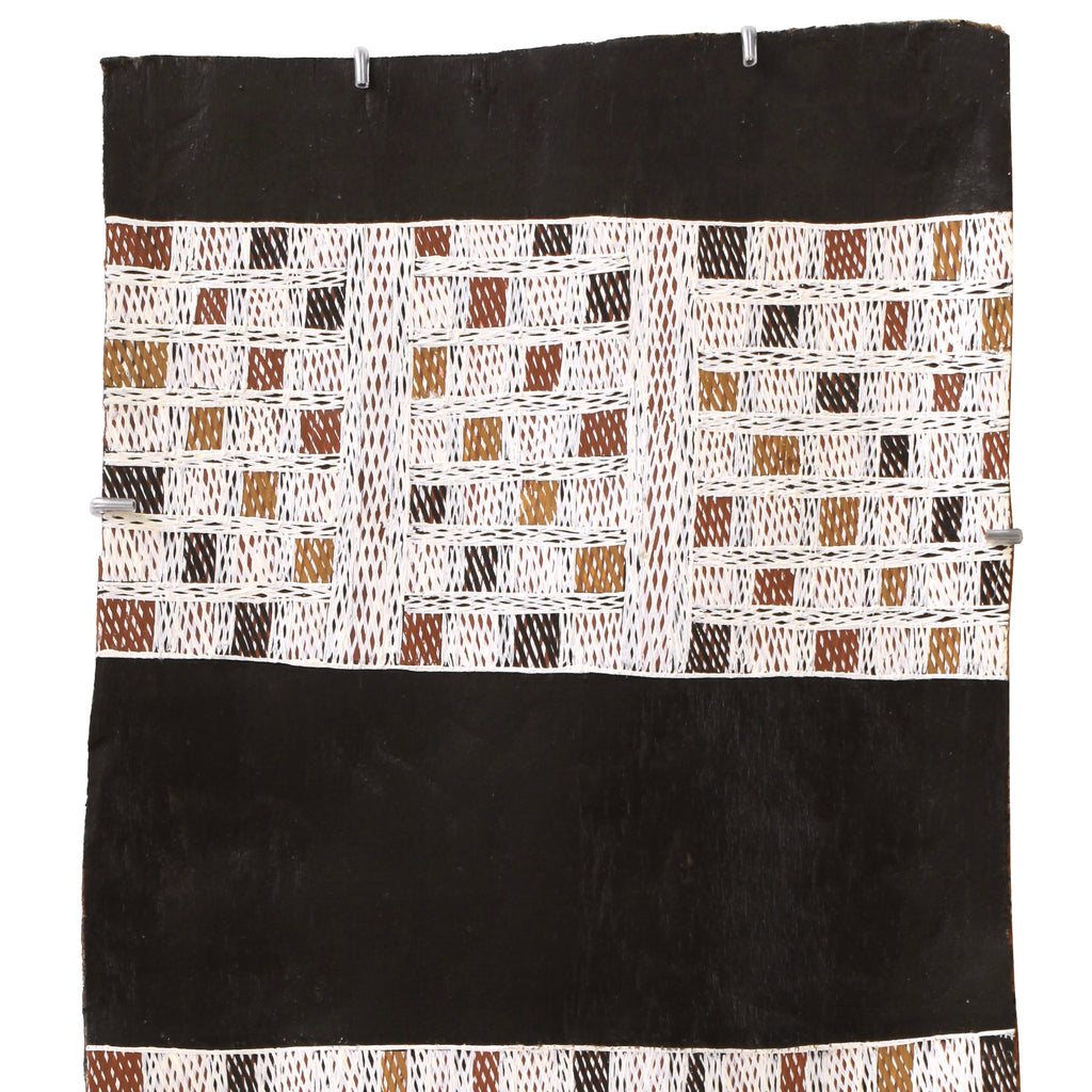 Aboriginal Artwork by Yimula Munuŋgurr, Djapu Design, 100x35cm Bark - ART ARK®