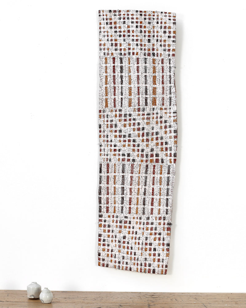 Aboriginal Artwork by Yimula Munuŋgurr, Djapu Design, 109x32cm Bark
