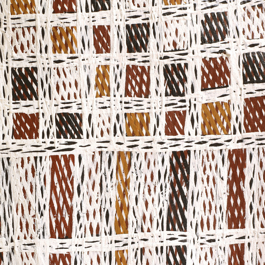 Aboriginal Artwork by Yimula Munuŋgurr, Djapu Design, 109x32cm Bark