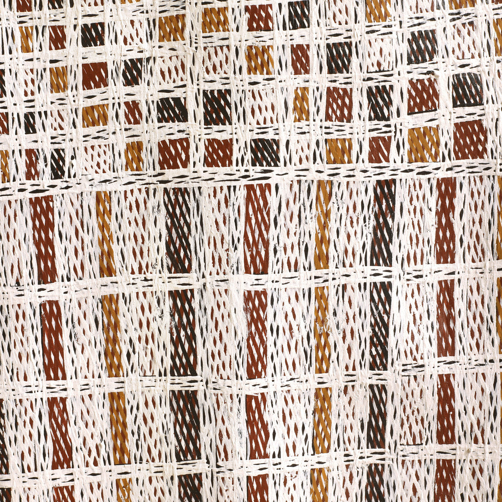 Aboriginal Artwork by Yimula Munuŋgurr, Djapu Design, 109x32cm Bark
