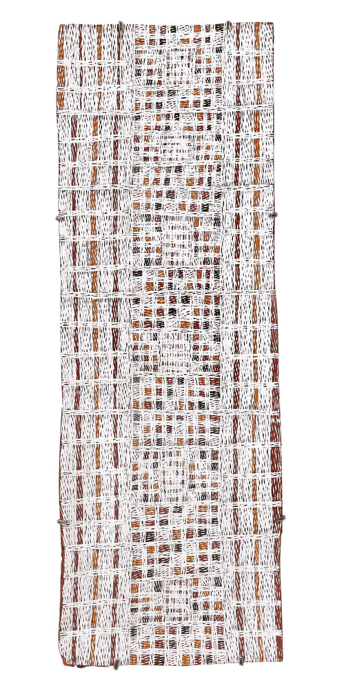 Aboriginal Artwork by Yimula Munuŋgurr, Djapu Design, 83x28cm Bark