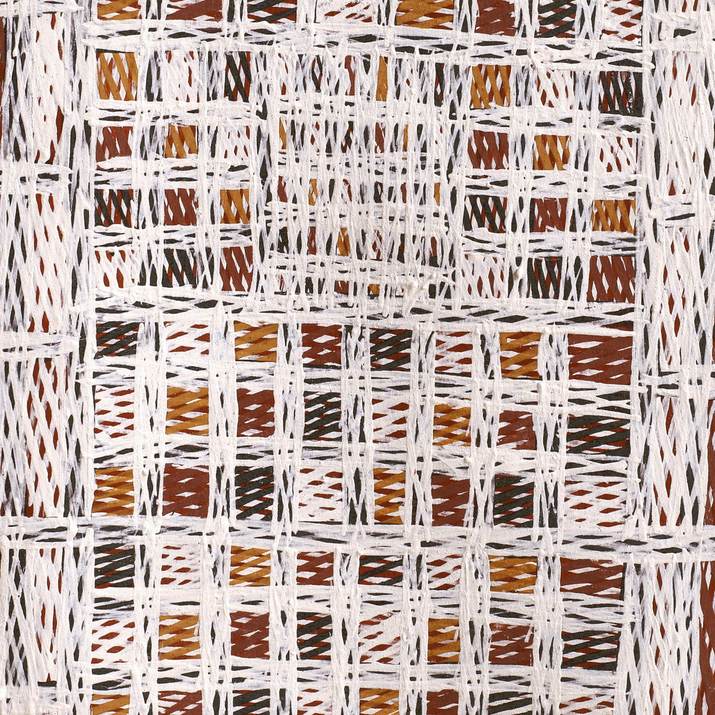Aboriginal Artwork by Yimula Munuŋgurr, Djapu Design, 83x28cm Bark