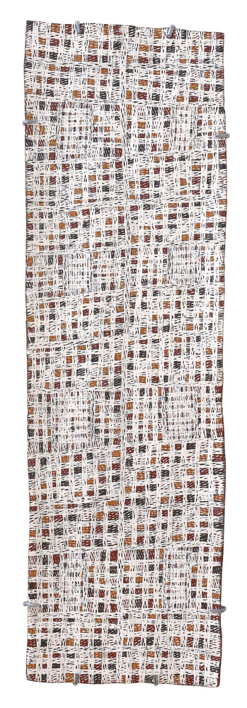Aboriginal Artwork by Yimula Munuŋgurr, Djapu Design, 95x28cm Bark
