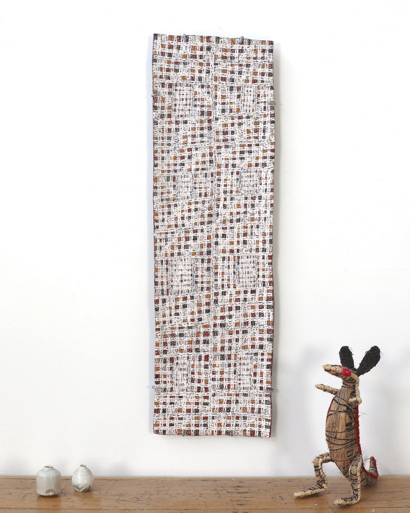 Aboriginal Art by Yimula Munuŋgurr, Djapu Design, 95x28cm Bark - ART ARK®