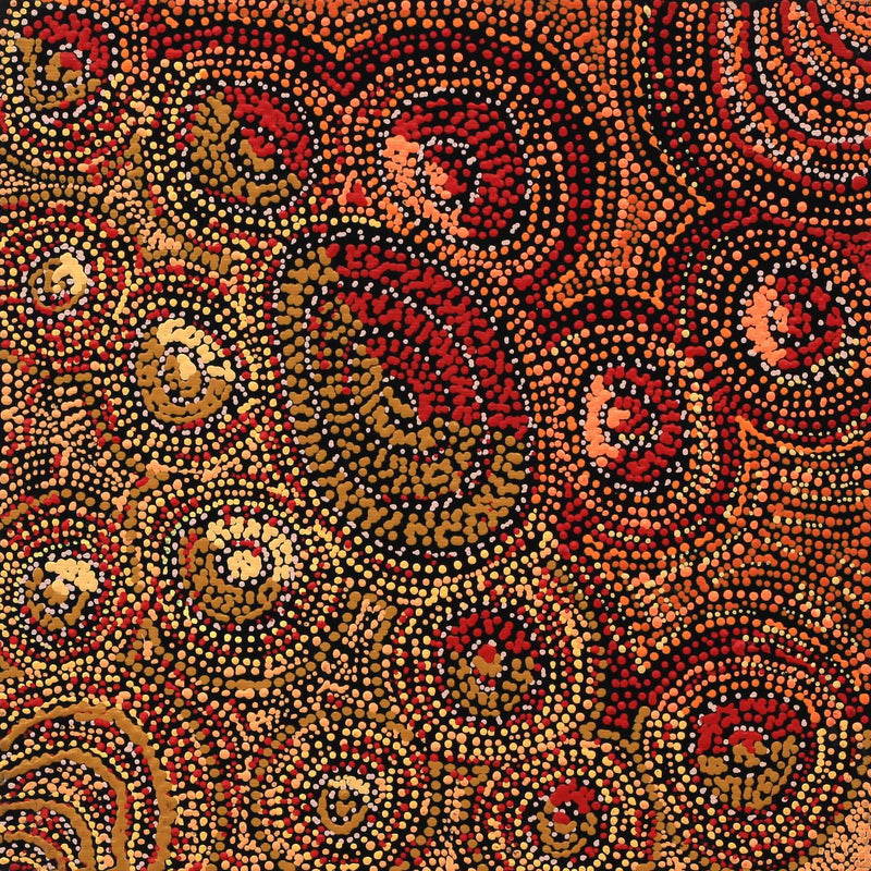 Aboriginal Artwork by Angelina Nampijinpa Tasman, Ngapa Jukurrpa (Water Dreaming) - Pirlinyarnu, 30x30cm