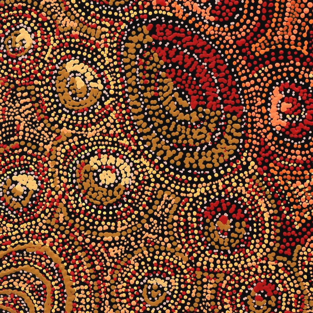 Aboriginal Artwork by Angelina Nampijinpa Tasman, Ngapa Jukurrpa (Water Dreaming) - Pirlinyarnu, 30x30cm