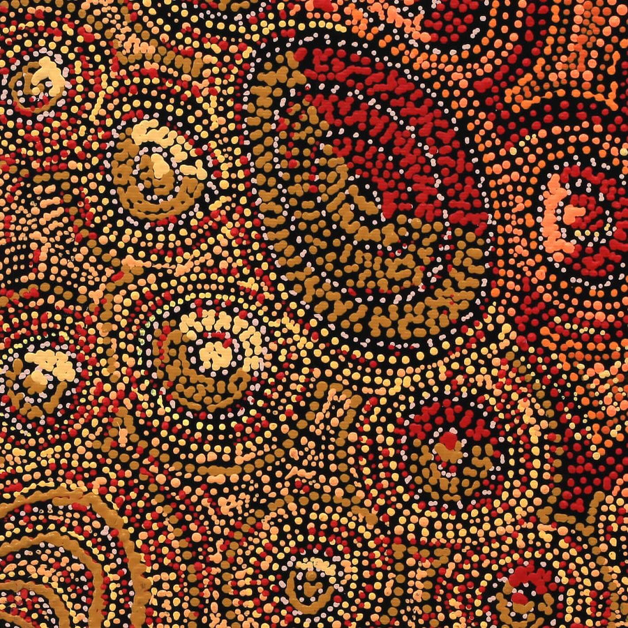 Aboriginal Artwork by Angelina Nampijinpa Tasman, Ngapa Jukurrpa (Water Dreaming) - Pirlinyarnu, 30x30cm