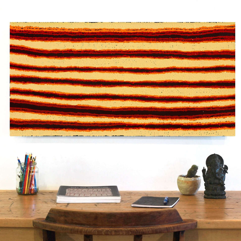 Aboriginal Artwork by Adrianna Nangala Egan, Yarla Jukurrpa (Bush Potato Dreaming) - Cockatoo Creek, 91x46cm