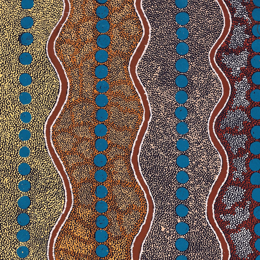 Aboriginal Artwork by Agnes Nampijinpa Fry, Ngapa Jukurrpa (Water Dreaming) - Puyurru, 152x107cm