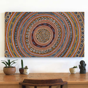 Aboriginal Artwork by Agnes Nampijinpa Fry, Pamapardu Jukurrpa (Flying Ant Dreaming) - Warntu, 107x61cm - ART ARK®