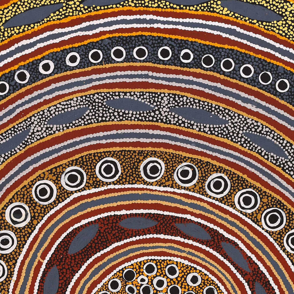 Aboriginal Artwork by Agnes Nampijinpa Fry, Pamapardu Jukurrpa (Flying Ant Dreaming) - Warntu, 107x61cm