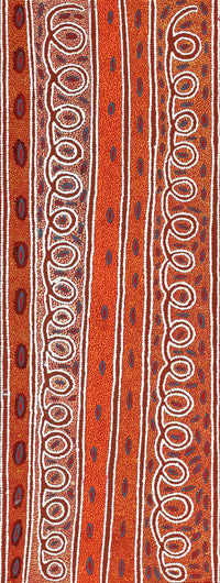 Aboriginal Artwork by Agnes Nampijinpa Fry, Pamapardu Jukurrpa (Flying Ant Dreaming) - Warntu, 122x46cm