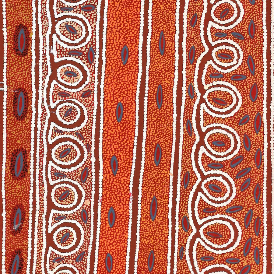 Aboriginal Artwork by Agnes Nampijinpa Fry, Pamapardu Jukurrpa (Flying Ant Dreaming) - Warntu, 122x46cm