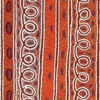Aboriginal Artwork by Agnes Nampijinpa Fry, Pamapardu Jukurrpa (Flying Ant Dreaming) - Warntu, 122x46cm