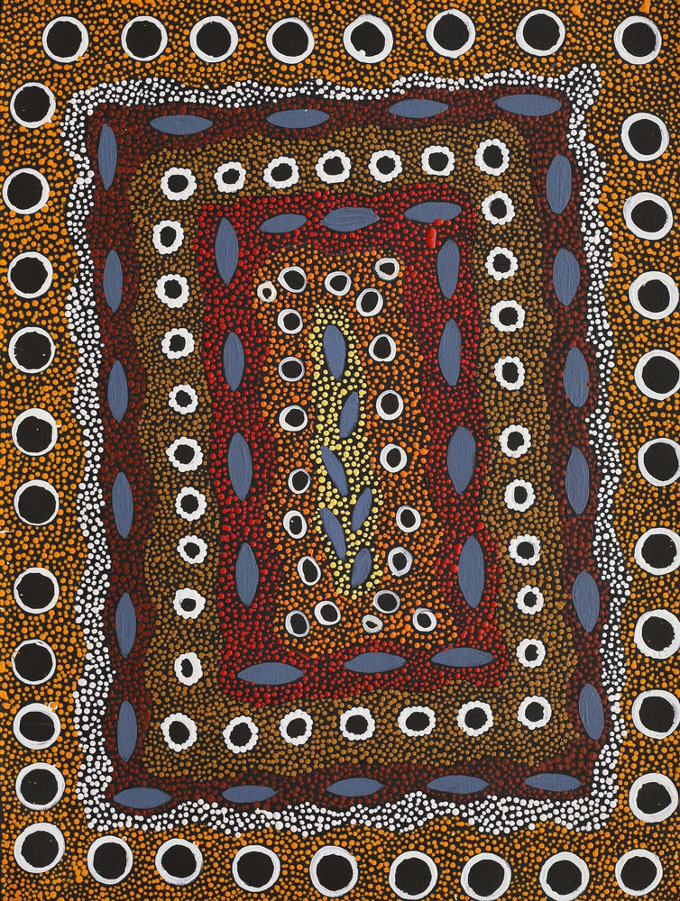 Aboriginal Artwork by Agnes Nampijinpa Fry, Pamapardu Jukurrpa (Flying Ant Dreaming) - Warntu, 61x46cm