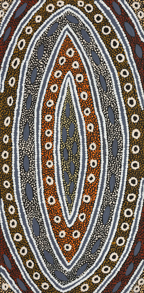 Aboriginal Artwork by Agnes Nampijinpa Fry, Pamapardu Jukurrpa (Flying Ant Dreaming) - Warntungurru, 61x30cm
