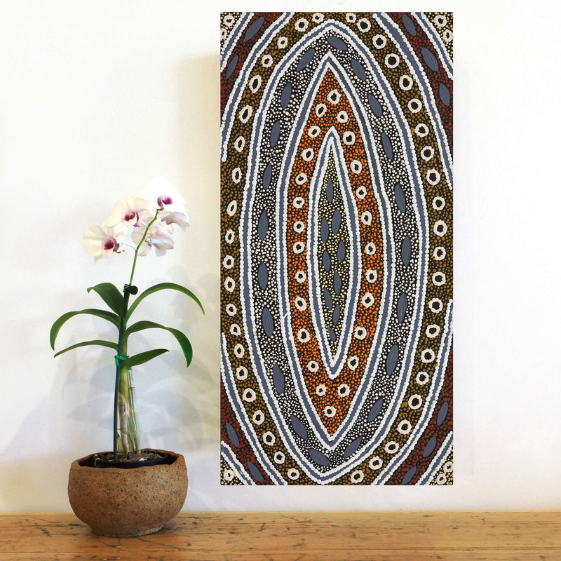 Aboriginal Artwork by Agnes Nampijinpa Fry, Pamapardu Jukurrpa (Flying Ant Dreaming) - Warntungurru, 61x30cm