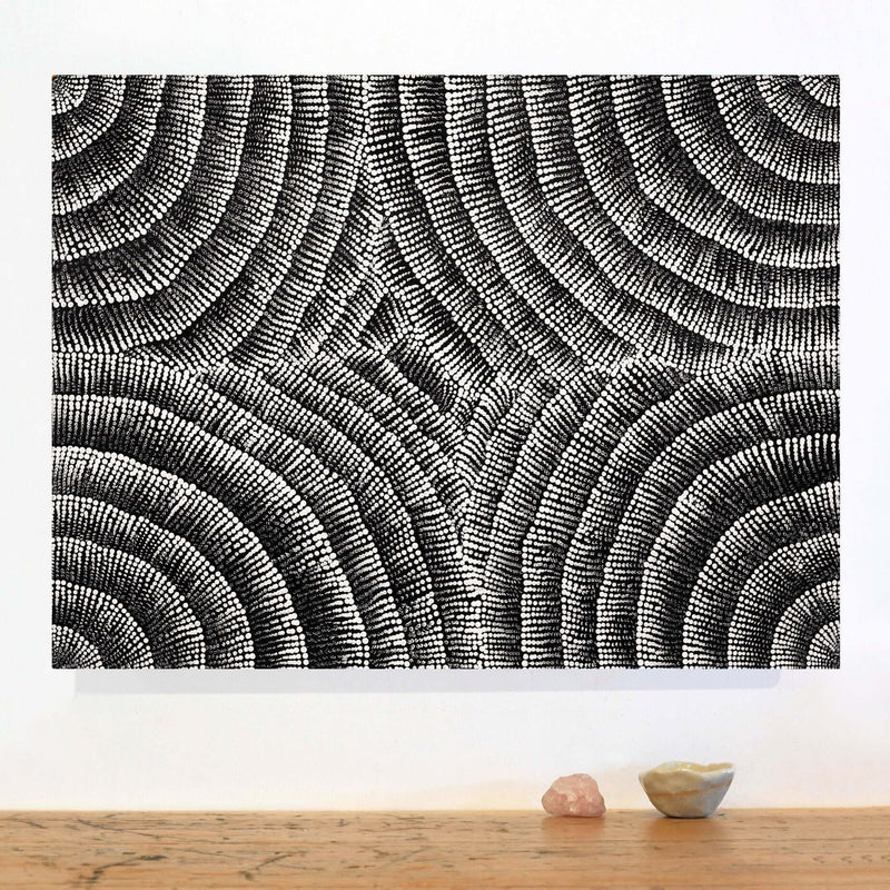 Aboriginal Artwork by Alicka Napanangka Brown, Yarla Jukurrpa (Bush Potato Dreaming), 61x46cm