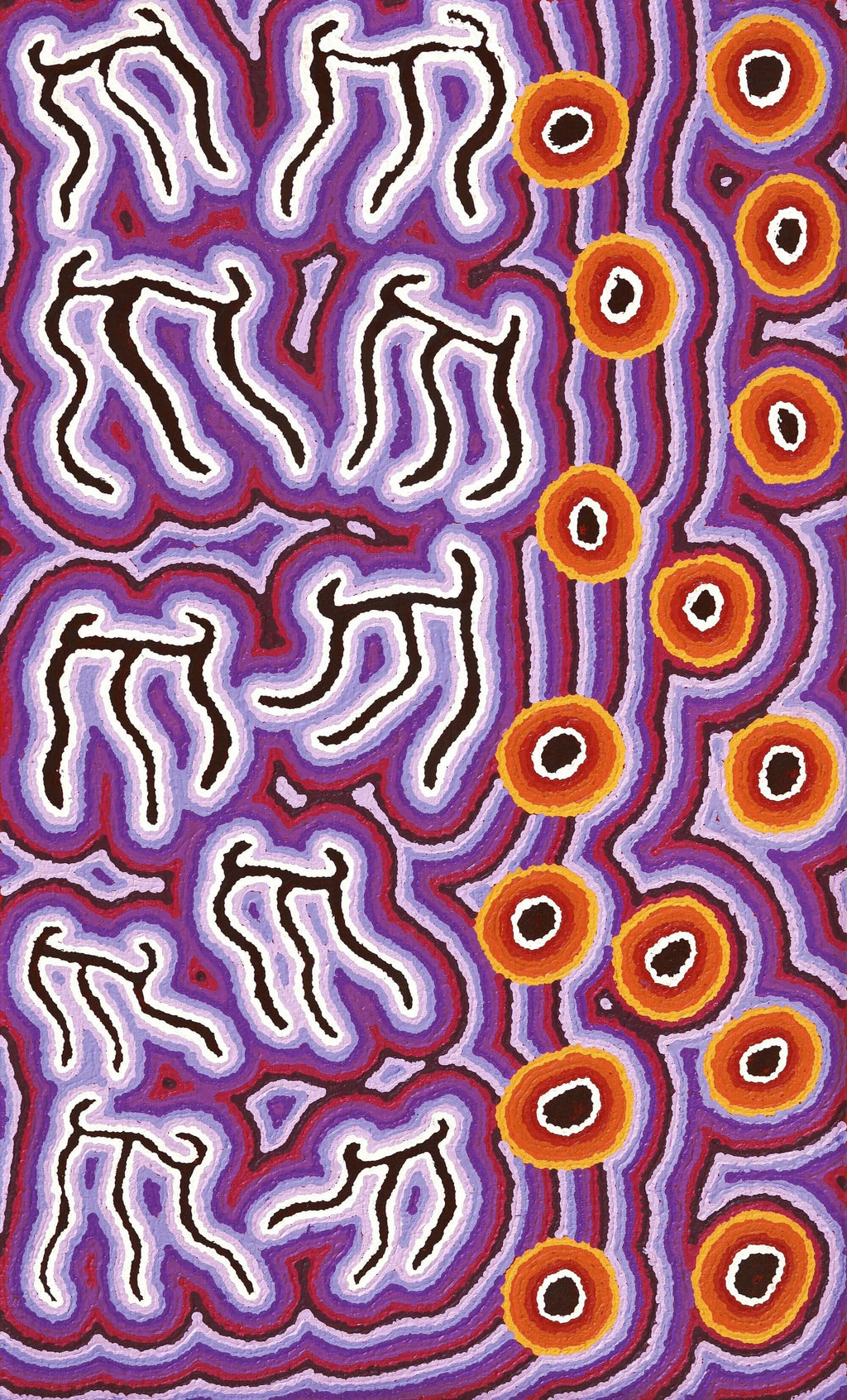 Aboriginal Artwork by Amanda Nakamarra Curtis, Majardi Jukurrpa - Mina Mina, 76x46cm