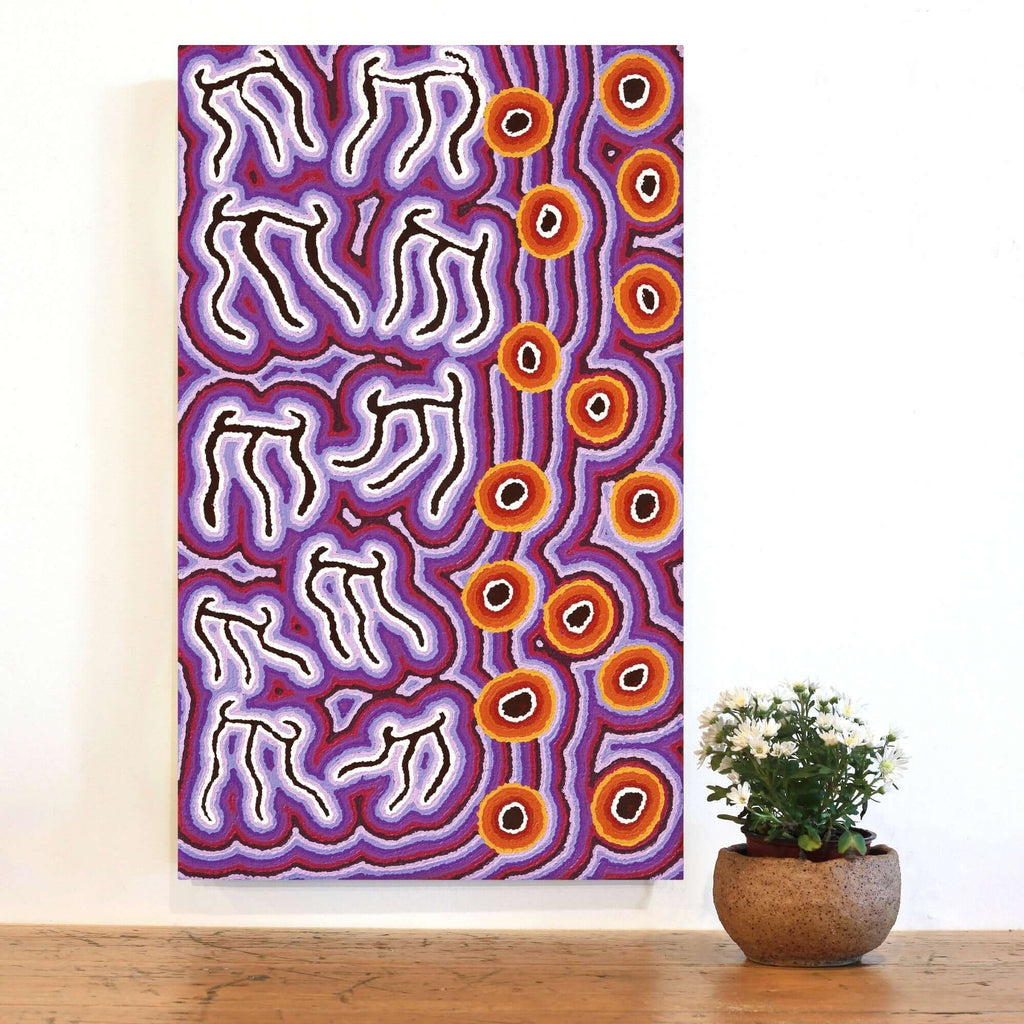 Aboriginal Art by Amanda Nakamarra Curtis,  Majardi Jukurrpa - Mina Mina, 76x46cm - ART ARK®