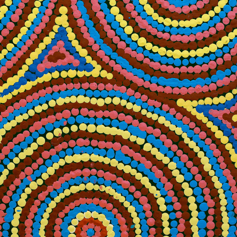 Aboriginal Artwork by Cecilia Napurrurla Wilson, Nguru Yurntumu-wana (Country around Yuendumu), 30x30cm