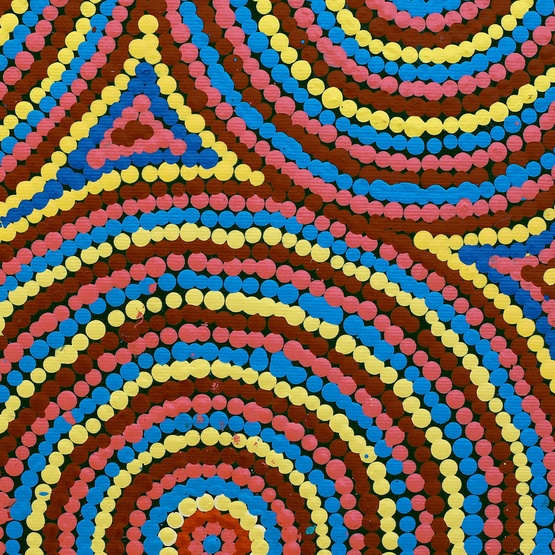 Aboriginal Artwork by Cecilia Napurrurla Wilson, Nguru Yurntumu-wana (Country around Yuendumu), 30x30cm