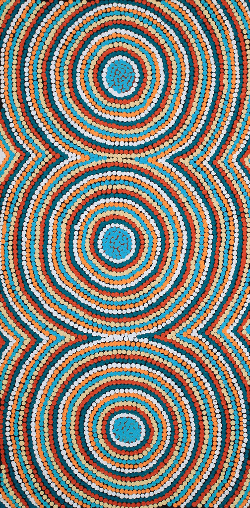 Aboriginal Art by Cecilia Napurrurla Wilson, Nguru Yurntumu-wana (Country around Yuendumu), 61x30cm - ART ARK®