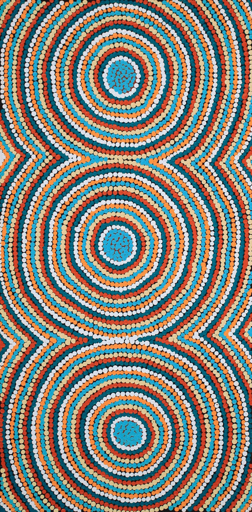 Aboriginal Artwork by Cecilia Napurrurla Wilson, Nguru Yurntumu-wana (Country around Yuendumu), 61x30cm