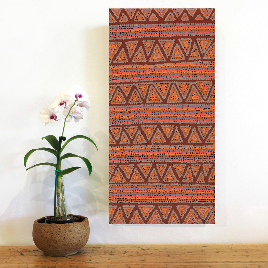 Aboriginal Artwork by Cecilia Napurrurla Wilson, Nguru Yurntumu-wana (Country around Yuendumu), 61x30cm
