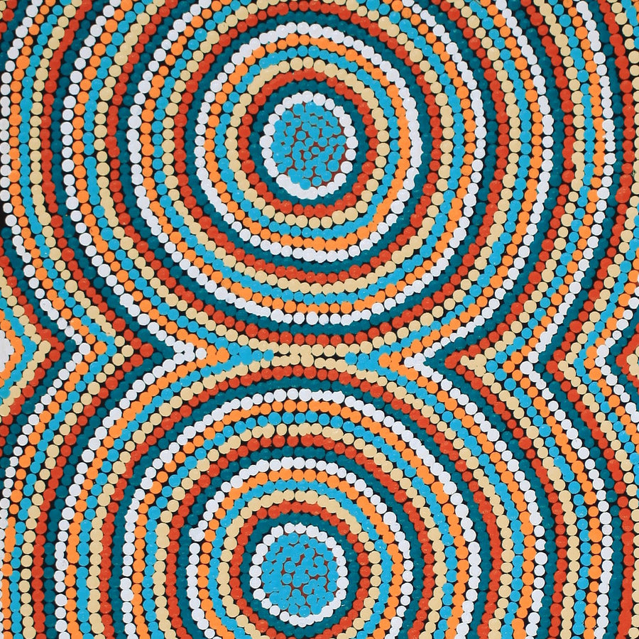 Aboriginal Artwork by Cecilia Napurrurla Wilson, Nguru Yurntumu-wana (Country around Yuendumu), 61x30cm