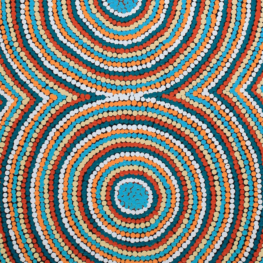 Aboriginal Artwork by Cecilia Napurrurla Wilson, Nguru Yurntumu-wana (Country around Yuendumu), 61x30cm
