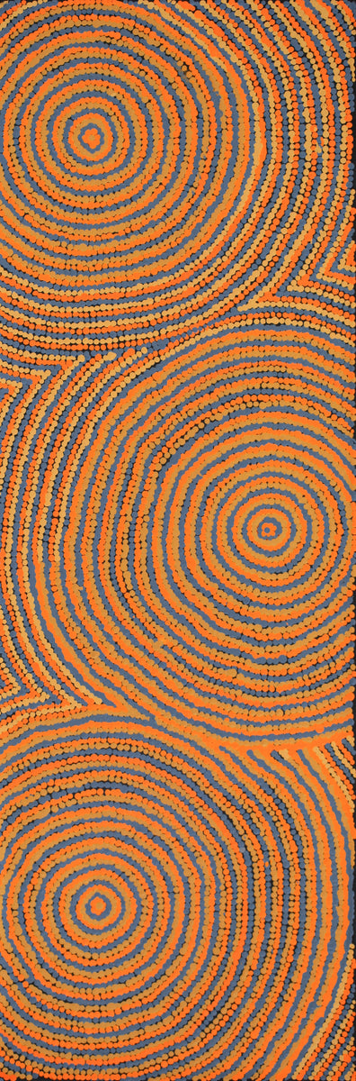 Aboriginal Art by Cecilia Napurrurla Wilson, Nguru Yurntumu-wana (Country around Yuendumu), 91x30cm - ART ARK®