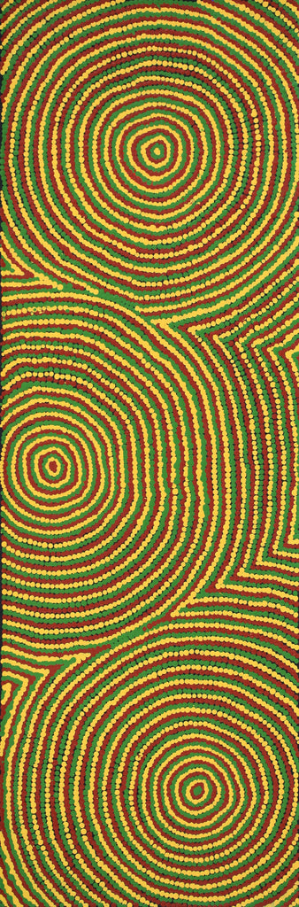 Aboriginal Artwork by Cecilia Napurrurla Wilson, Nguru Yurntumu-wana (Country around Yuendumu), 91x30cm