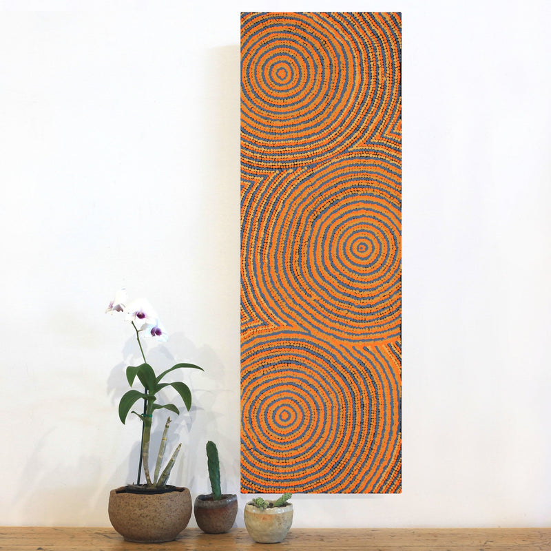 Aboriginal Artwork by Cecilia Napurrurla Wilson, Nguru Yurntumu-wana (Country around Yuendumu), 91x30cm