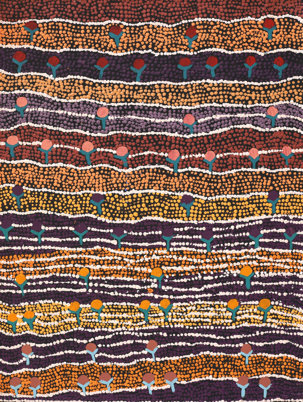 Aboriginal Artwork by Charlene Napanangka Marshall, Wanakiji Jukurrpa (Bush Tomato Dreaming), 61x46cm