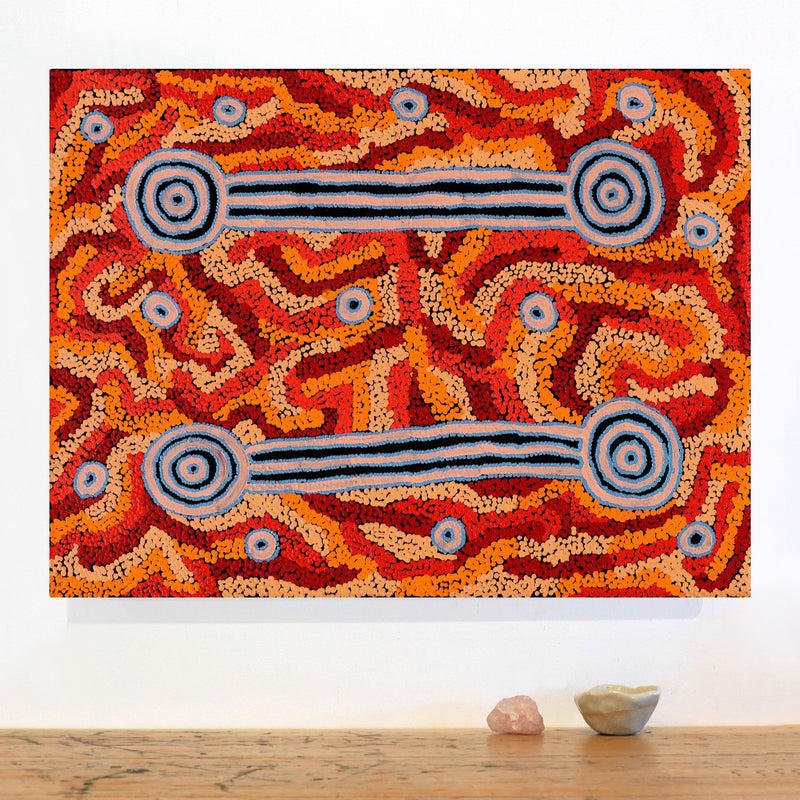 Aboriginal Artwork by Delena Napaljarri Turner, Pikilyi Jukurrpa (Vaughan Springs Dreaming), 61x46cm