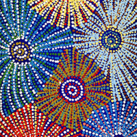 Aboriginal Artwork by Evelyn Nangala Robertson, Ngapa Jukurrpa - Puyurru, 91x30cm