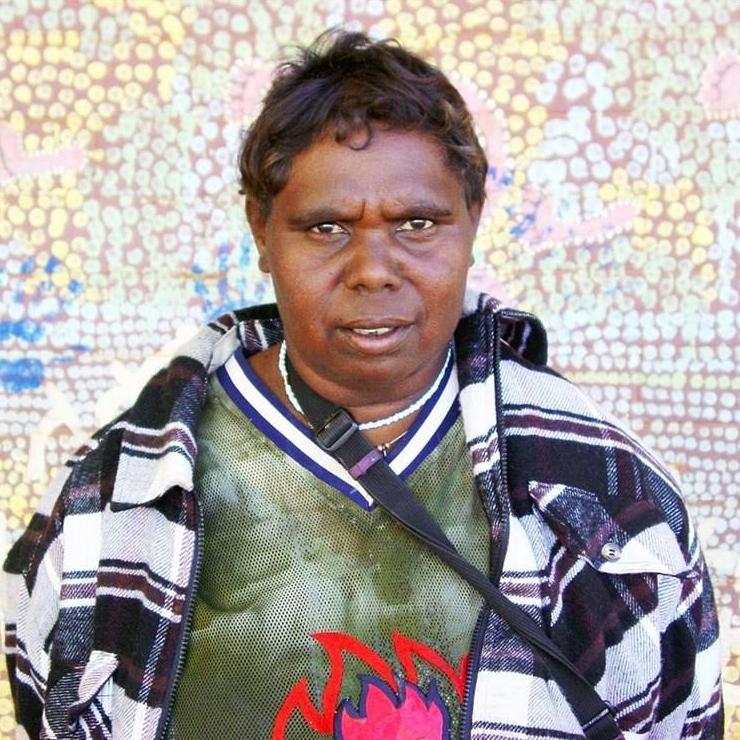 Aboriginal Artwork by Hilda Nakamarra Rogers, Lukarrara Jukurrpa (Desert Fringe-rush Seed Dreaming), 91x91cm - ART ARK®