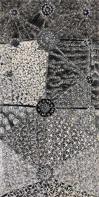 Aboriginal Artwork by Hilda Nakamarra Rogers, Lukarrara Jukurrpa, 91x46cm