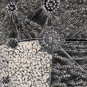 Aboriginal Art by Hilda Nakamarra Rogers, Lukarrara Jukurrpa, 91x46cm - ART ARK®