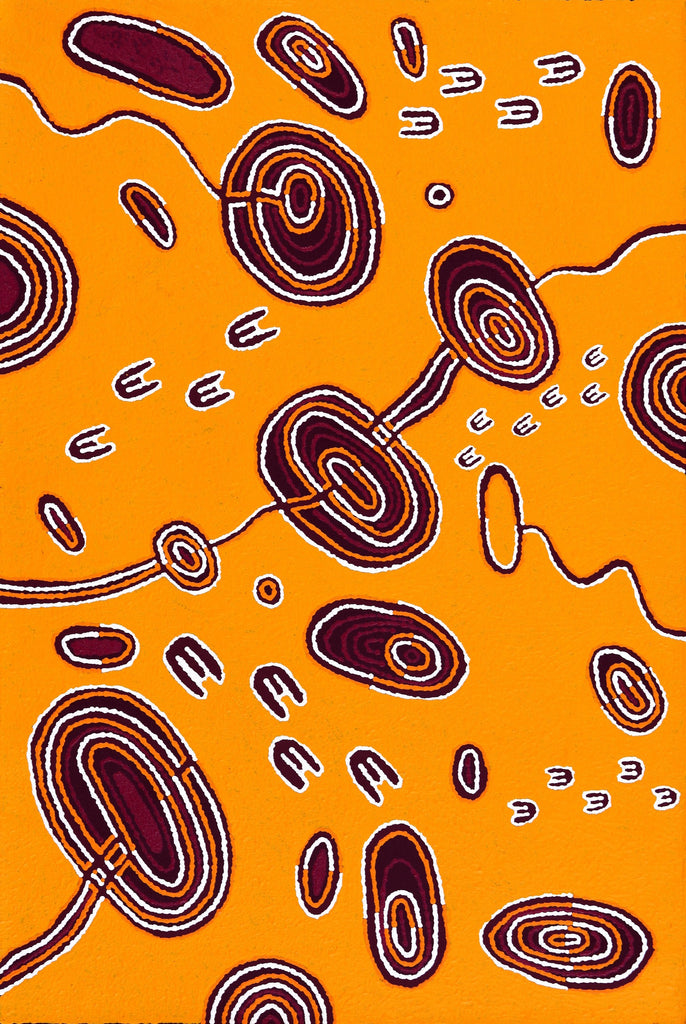 Aboriginal Artwork by Janelle Napurrurla Wilson, Janganpa Jukurrpa (Brush-tail Possum Dreaming) - Mawurrji, 91x61cm