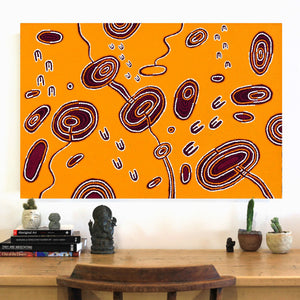Aboriginal Art by Janelle Napurrurla Wilson, Janganpa Jukurrpa (Brush-tail Possum Dreaming) - Mawurrji, 91x61cm - ART ARK®