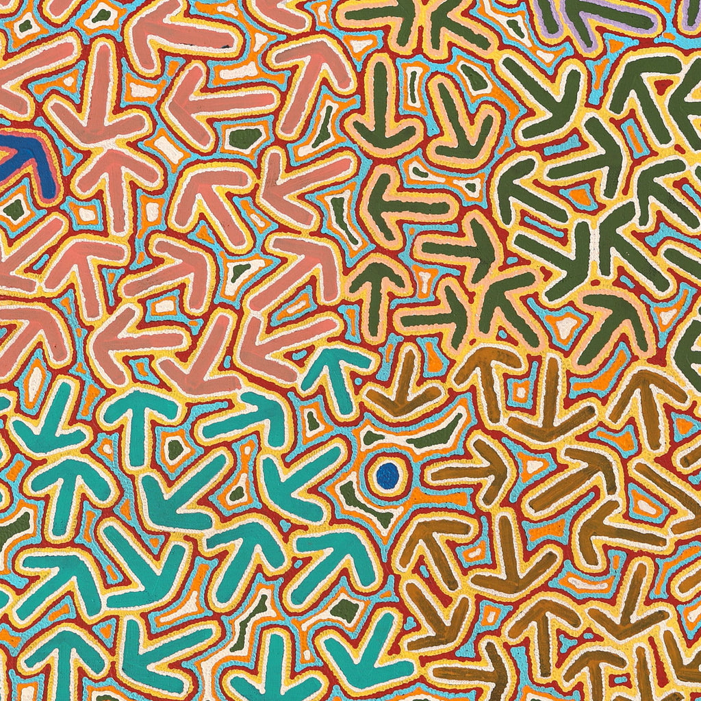 Aboriginal Artwork by Jeffrey Jangala Gallagher, Yankirri Jukurrpa (Emu Dreaming) - Ngarlikurlangu, 122x122cm